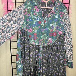 Free People My Time Babydoll Floral Vintage Dress